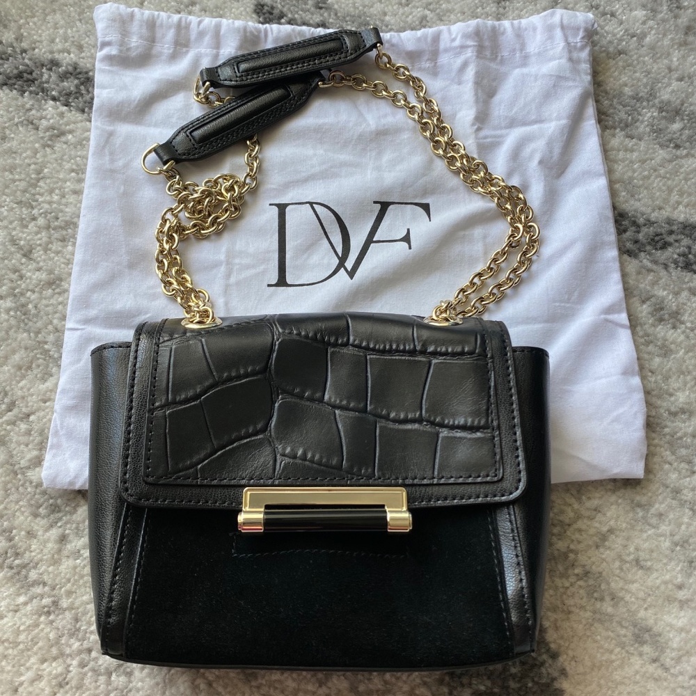 Diane Von Furstenburg DVF 440 Mini Crossbody Embossed Croc Convertible Bag
